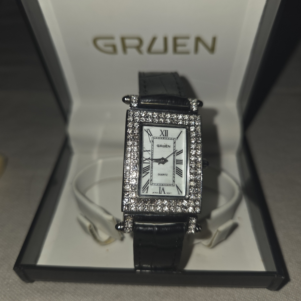 Gruen Women's Silver and Black Watch